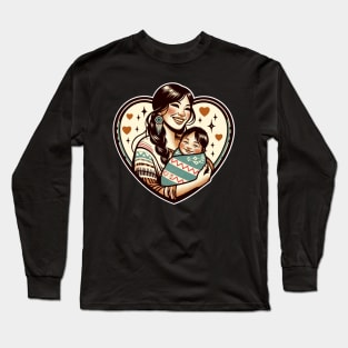 Vintage Motherhood Love Heart Symbol of Maternal Affection Long Sleeve T-Shirt